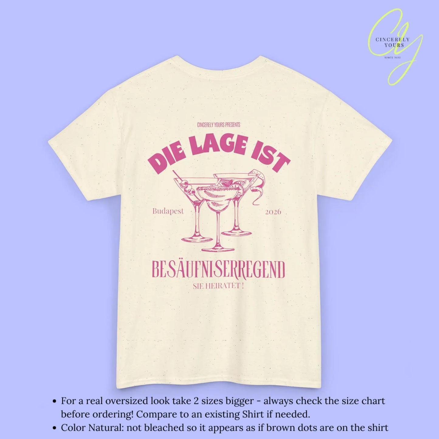 Old Money Bachelorette Party Tee — Die Lage ist besäufniserregend (Customizable) - Cincerely Yours
