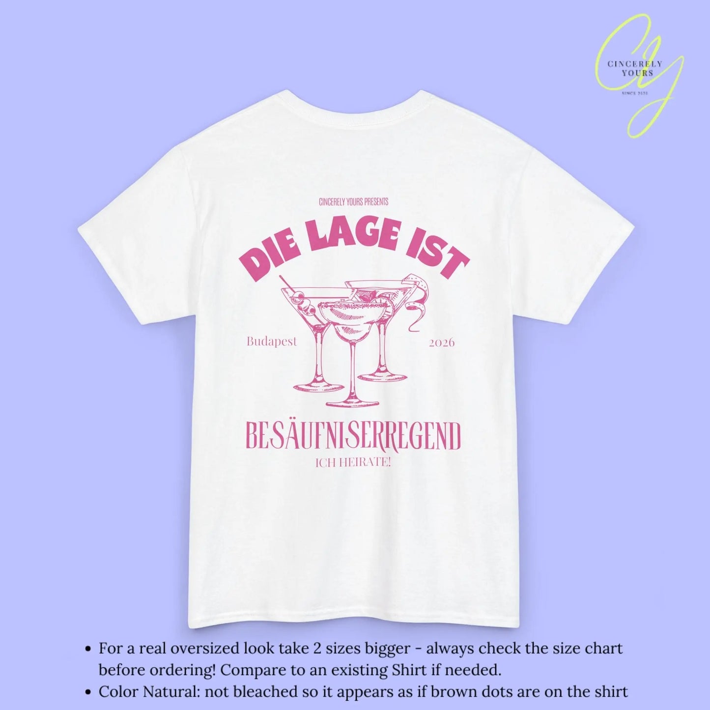 Old Money Bachelorette Party Tee — Die Lage ist besäufniserregend (Customizable) - Cincerely Yours