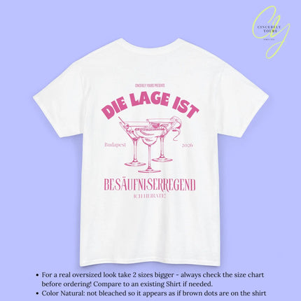 Old Money Bachelorette Party Tee — Die Lage ist besäufniserregend (Customizable) - Cincerely Yours