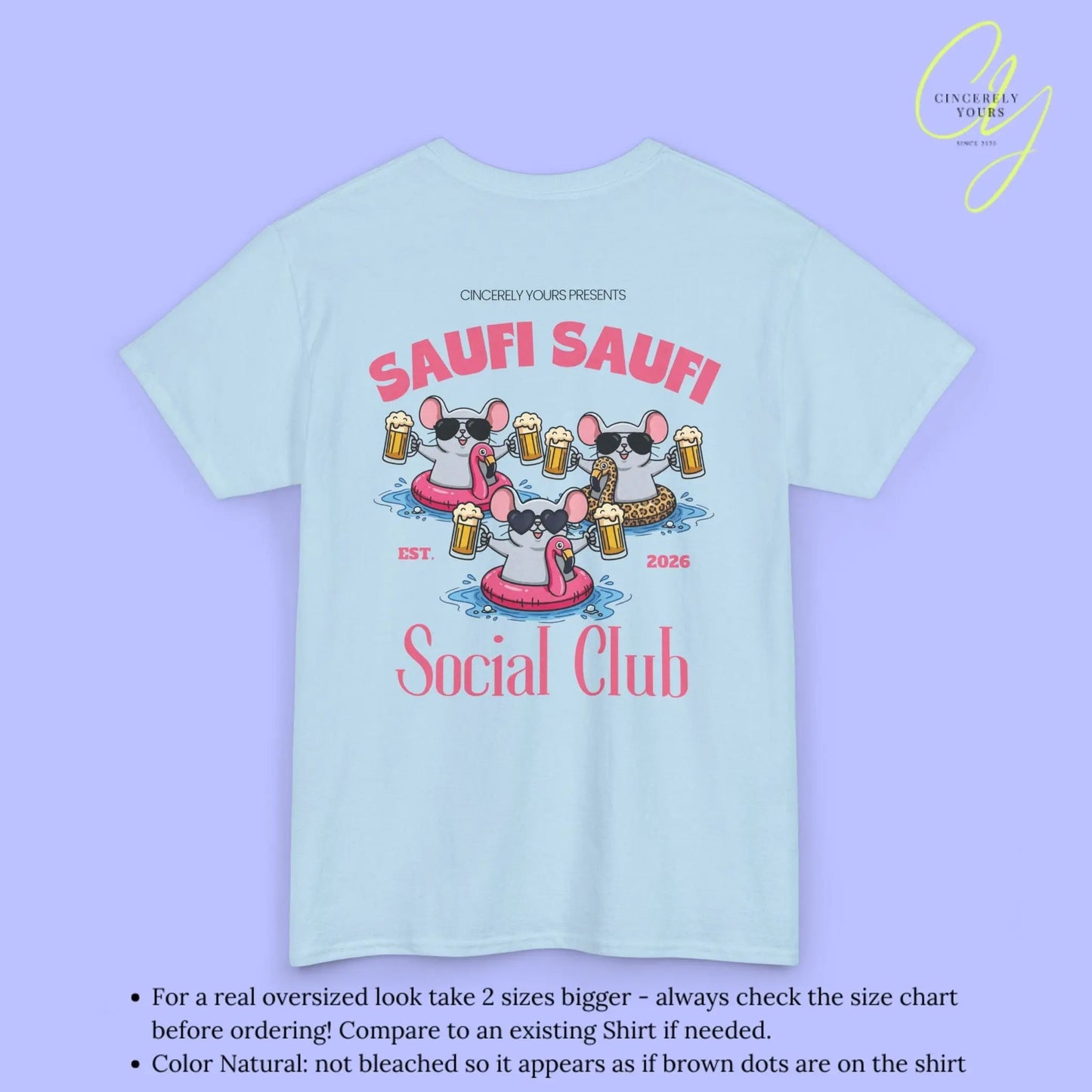Saufi Saufi Social Club Party Shirt — Malle Bier Maus Flamingo Crew (Customizable) - Cincerely Yours