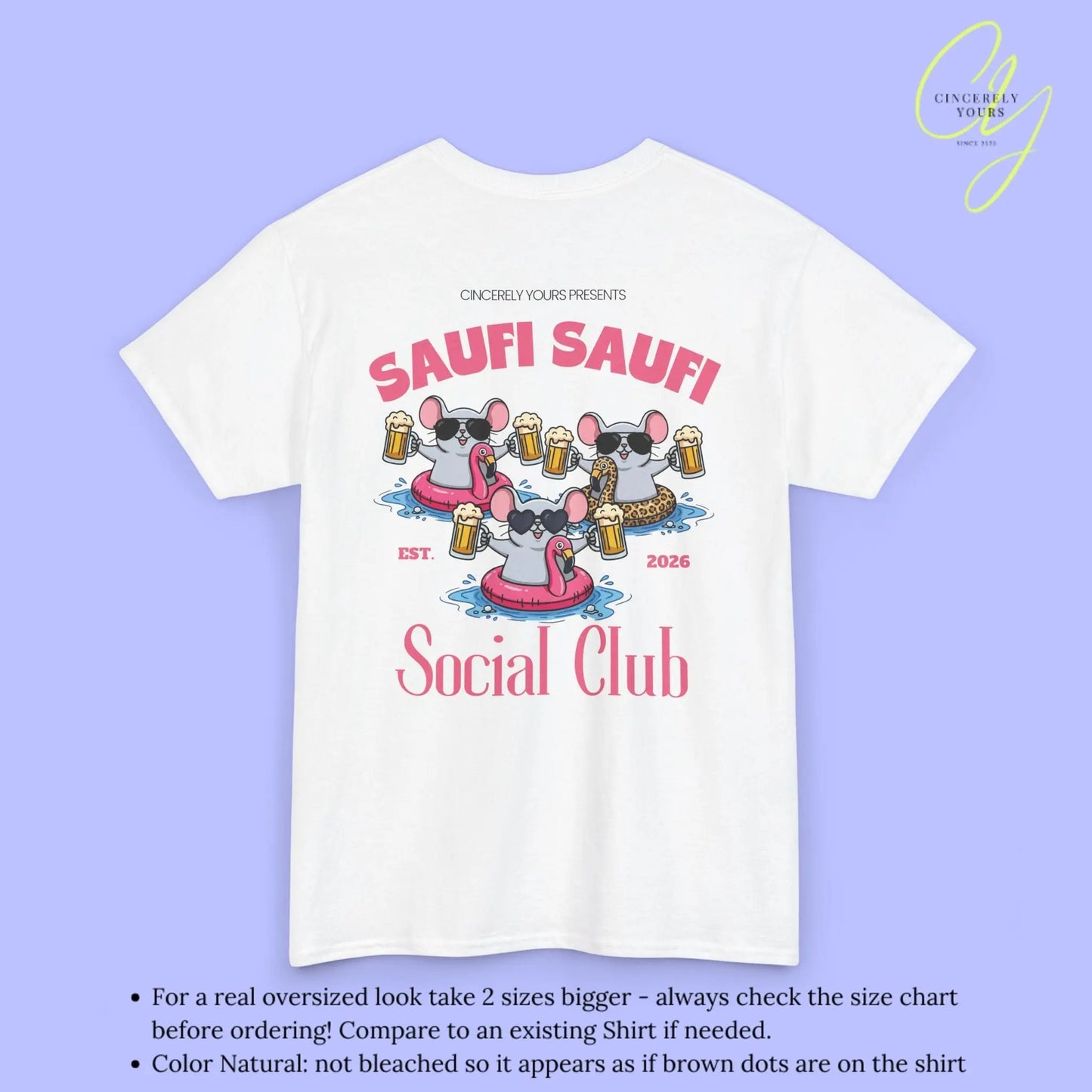 Saufi Saufi Social Club Party Shirt — Malle Bier Maus Flamingo Crew (Customizable) - Cincerely Yours