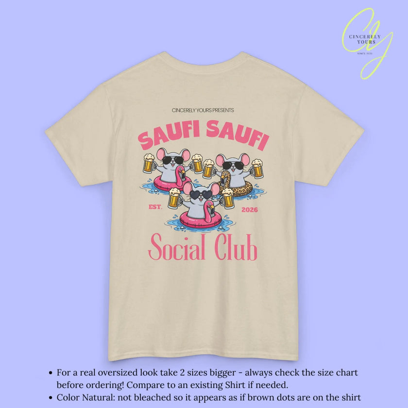 Saufi Saufi Social Club Party Shirt — Malle Bier Maus Flamingo Crew (Customizable) - Cincerely Yours