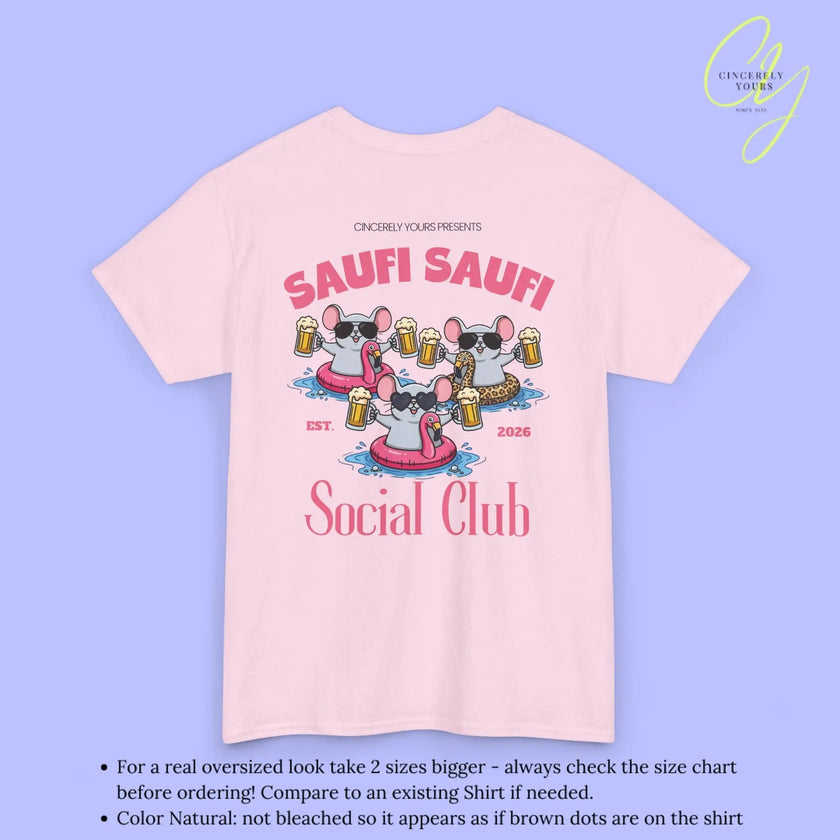 Saufi Saufi Social Club Party Shirt — Malle Bier Maus Flamingo Crew (Customizable) - Cincerely Yours