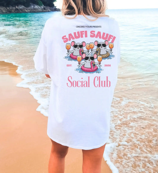 Saufi Saufi Social Club Party Shirt — Malle Orange Spritz Maus Flamingo Crew (Customizable) - Cincerely Yours