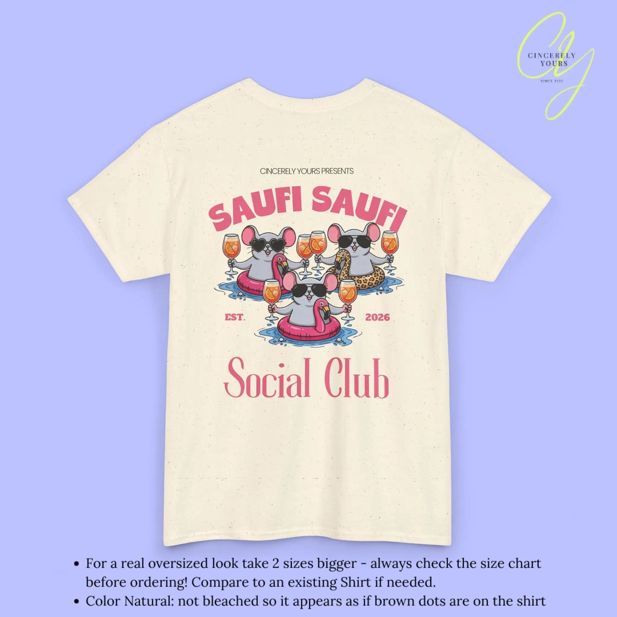 Saufi Saufi Social Club Party Shirt — Malle Orange Spritz Maus Flamingo Crew (Customizable) - Cincerely Yours