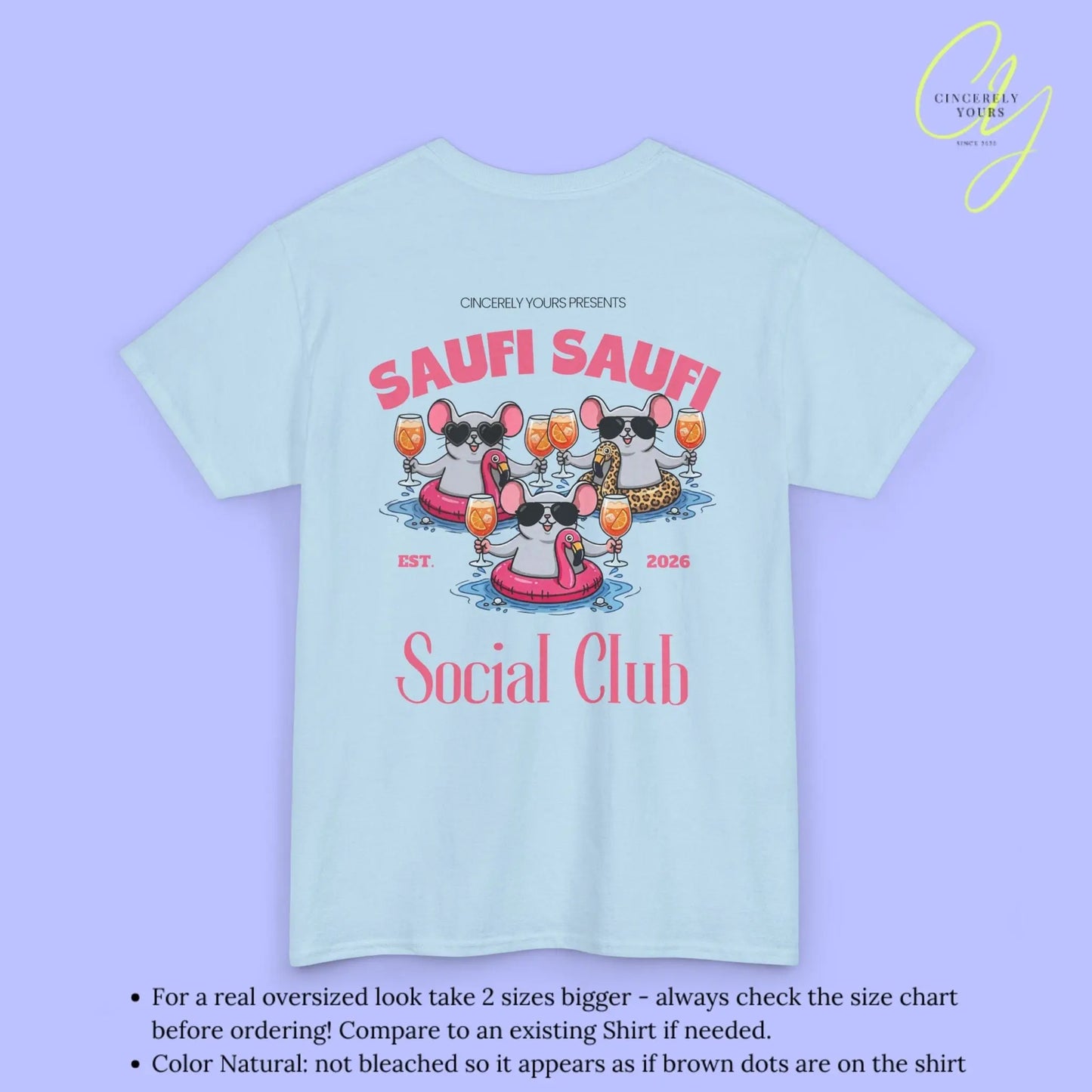 Saufi Saufi Social Club Party Shirt — Malle Orange Spritz Maus Flamingo Crew (Customizable) - Cincerely Yours