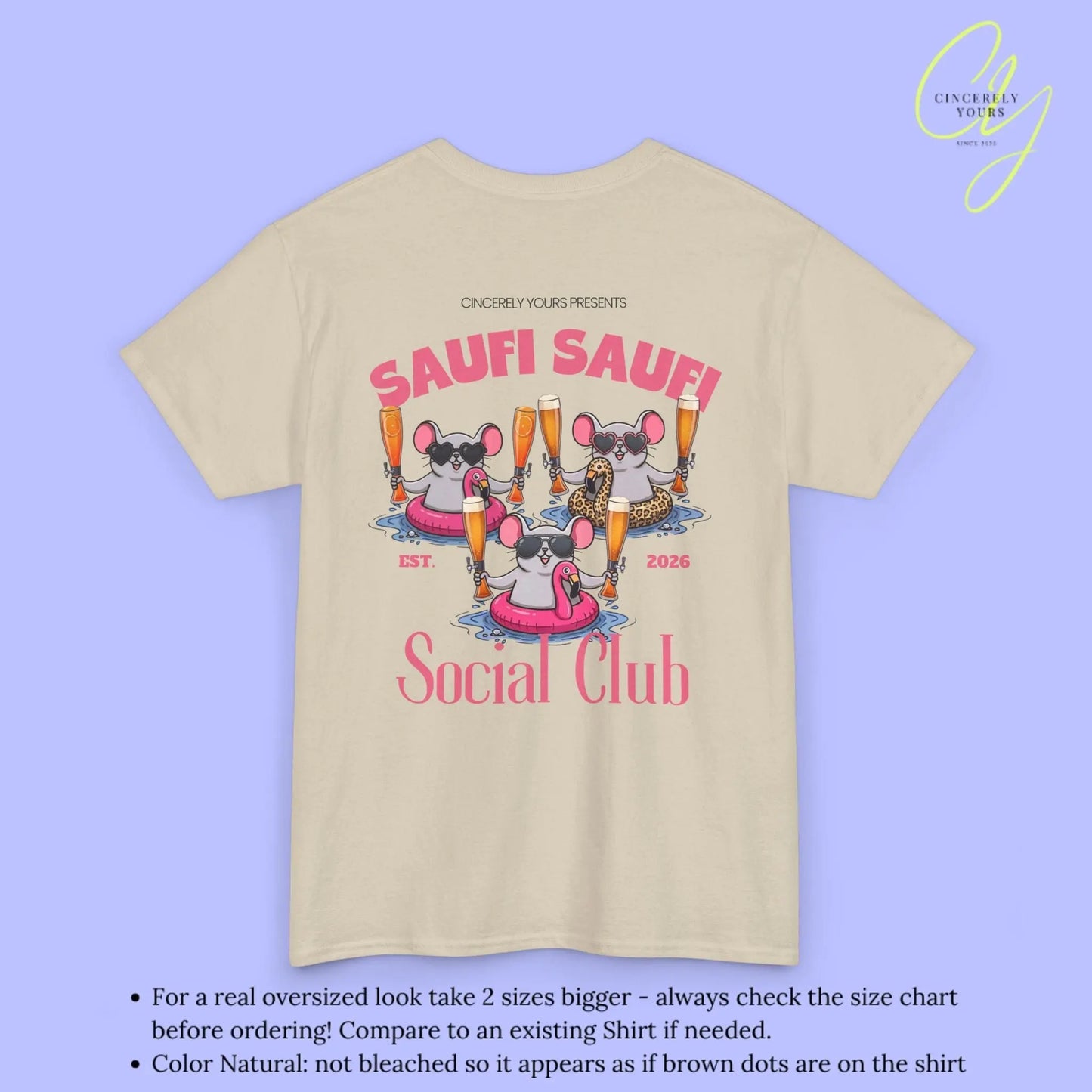 Saufi Saufi Social Club Party Shirt — Malle Säule Maus Flamingo Crew (Customizable) - Cincerely Yours