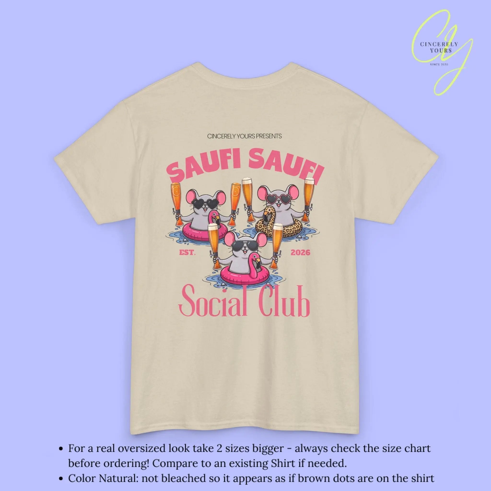 Saufi Saufi Social Club Party Shirt — Malle Säule Maus Flamingo Crew (Customizable) - Cincerely Yours
