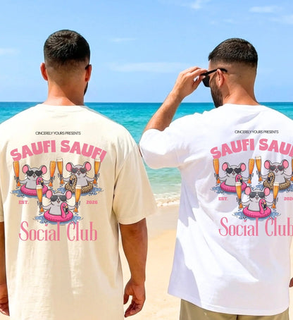 Saufi Saufi Social Club Party Shirt — Malle Säule Maus Flamingo Crew (Customizable) - Cincerely Yours