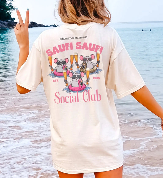 Saufi Saufi Social Club Party Shirt — Malle Säule Maus Flamingo Crew (Customizable) - Cincerely Yours
