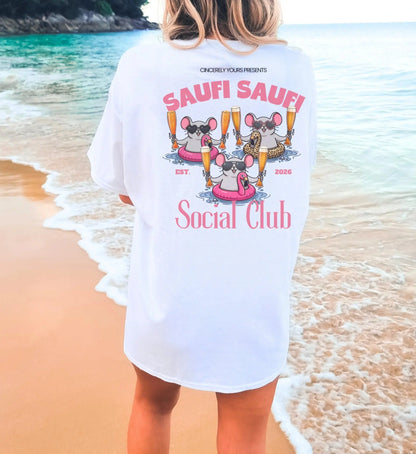 Saufi Saufi Social Club Party Shirt — Malle Säule Maus Flamingo Crew (Customizable) - Cincerely Yours