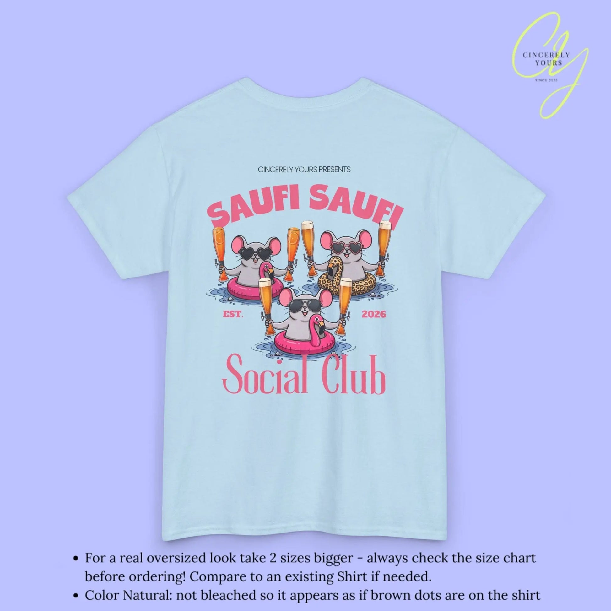 Saufi Saufi Social Club Party Shirt — Malle Säule Maus Flamingo Crew (Customizable) - Cincerely Yours