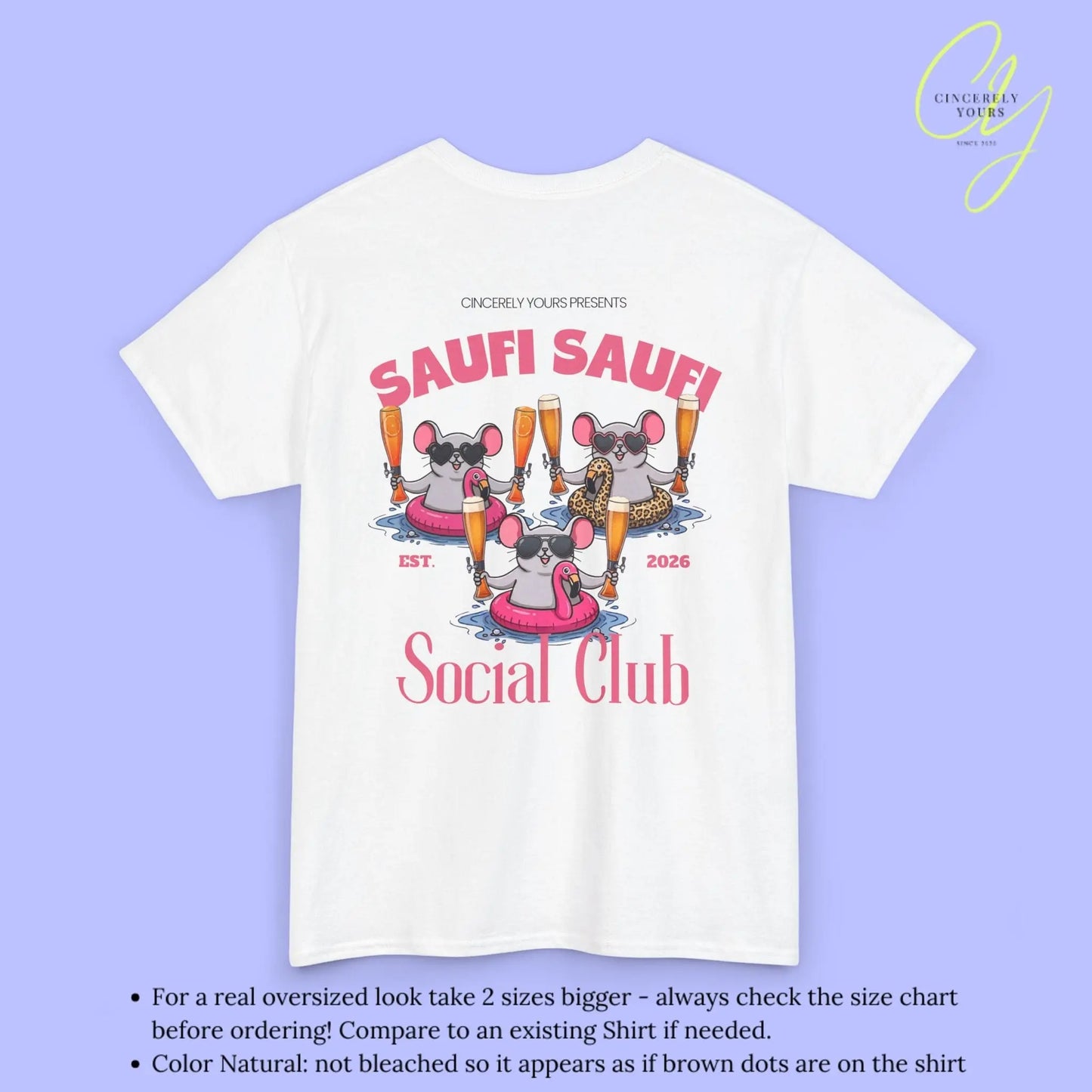 Saufi Saufi Social Club Party Shirt — Malle Säule Maus Flamingo Crew (Customizable) - Cincerely Yours