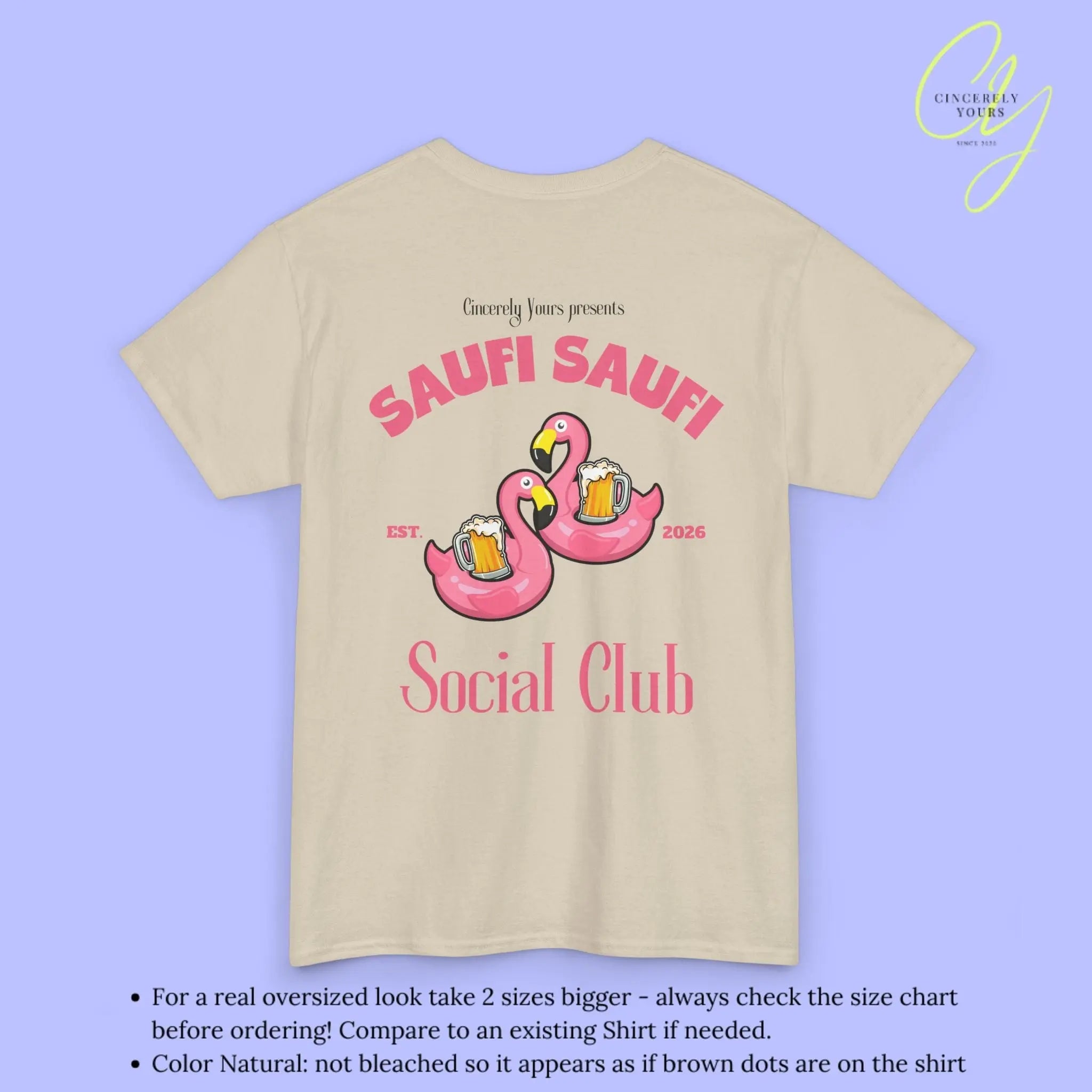 Saufi Saufi Social Club Party Shirt — Pink Flamingo Bierkrüge (Customizable) - Cincerely Yours