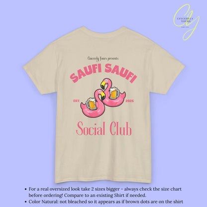 Saufi Saufi Social Club Party Shirt — Pink Flamingo Bierkrüge (Customizable) - Cincerely Yours