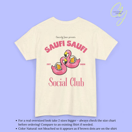Saufi Saufi Social Club Party Shirt — Pink Flamingo Bierkrüge (Customizable) - Cincerely Yours
