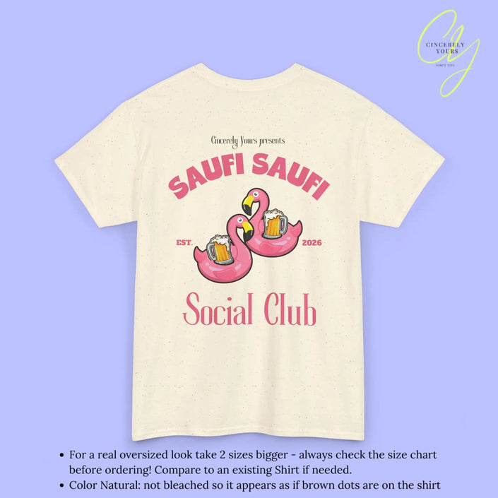 Saufi Saufi Social Club Party Shirt — Pink Flamingo Bierkrüge (Customizable) - Cincerely Yours