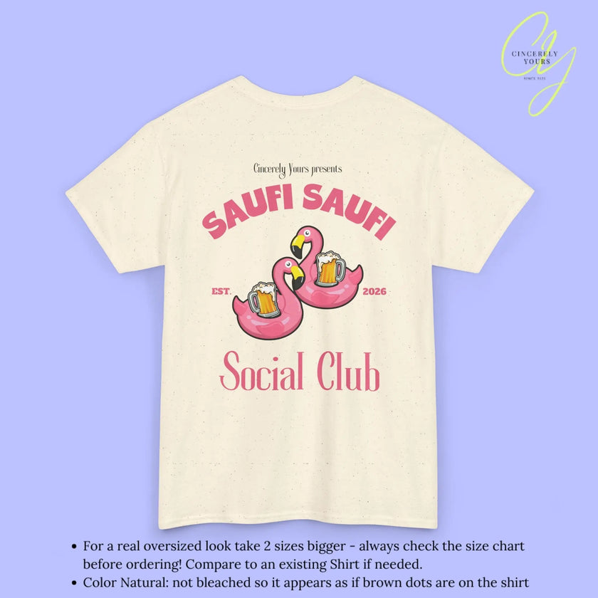 Saufi Saufi Social Club Party Shirt — Pink Flamingo Bierkrüge (Customizable) - Cincerely Yours
