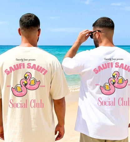 Saufi Saufi Social Club Party Shirt — Pink Flamingo Bierkrüge (Customizable) - Cincerely Yours