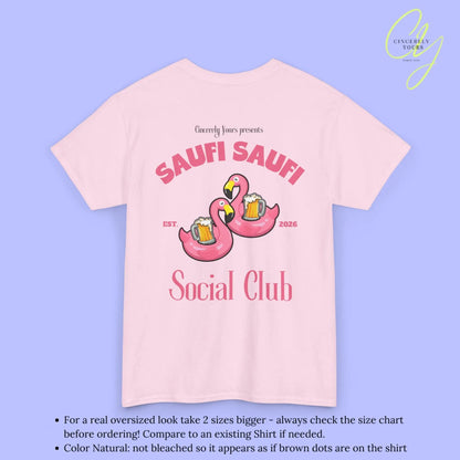 Saufi Saufi Social Club Party Shirt — Pink Flamingo Bierkrüge (Customizable) - Cincerely Yours