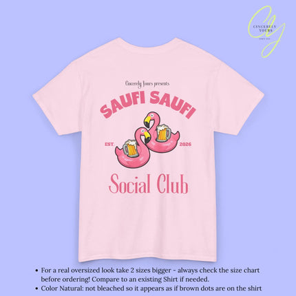 Saufi Saufi Social Club Party Shirt — Pink Flamingo Bierkrüge (Customizable) - Cincerely Yours
