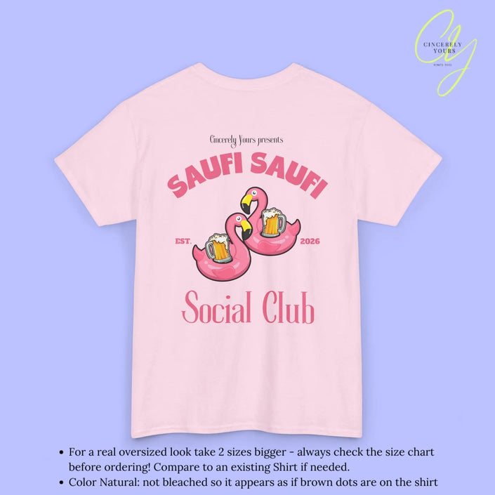 Saufi Saufi Social Club Party Shirt — Pink Flamingo Bierkrüge (Customizable) - Cincerely Yours