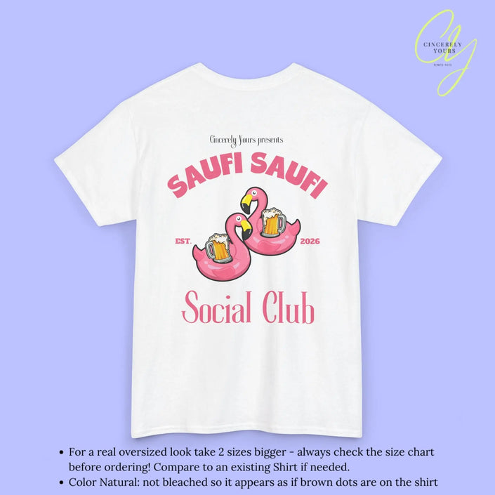 Saufi Saufi Social Club Party Shirt — Pink Flamingo Bierkrüge (Customizable) - Cincerely Yours