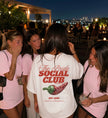 The Bride Social Club JGA Shirt für die Braut in Off-White mit rotem Disco Chilli Print auf der Vorderseite
